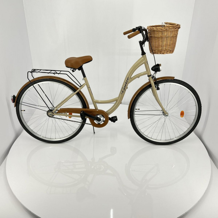 Mestský retro bicykel Goetze Eco 26" 1-prevodový cappucino + košík